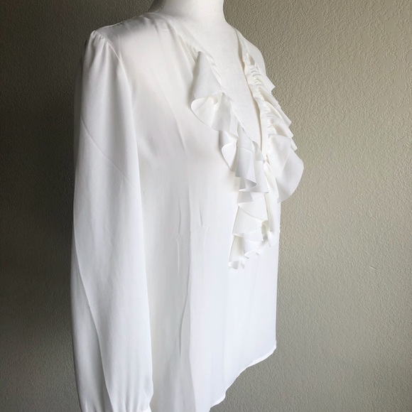Chico’s  ivory,long sleeved ruffled blouse - Picture 2 of 4